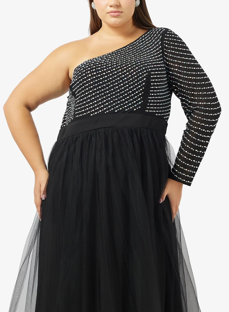 Ella Plus  Plus Size One Shoulder A-line Dress for Women | Best Price UAE